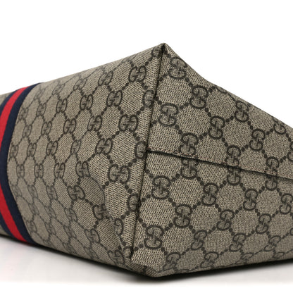 Gucci GG Supreme Monogram Textured Dollar Calfskin Web Medium Ophidia Shopping Tote Beige Ebony Mystic White 10 of 10