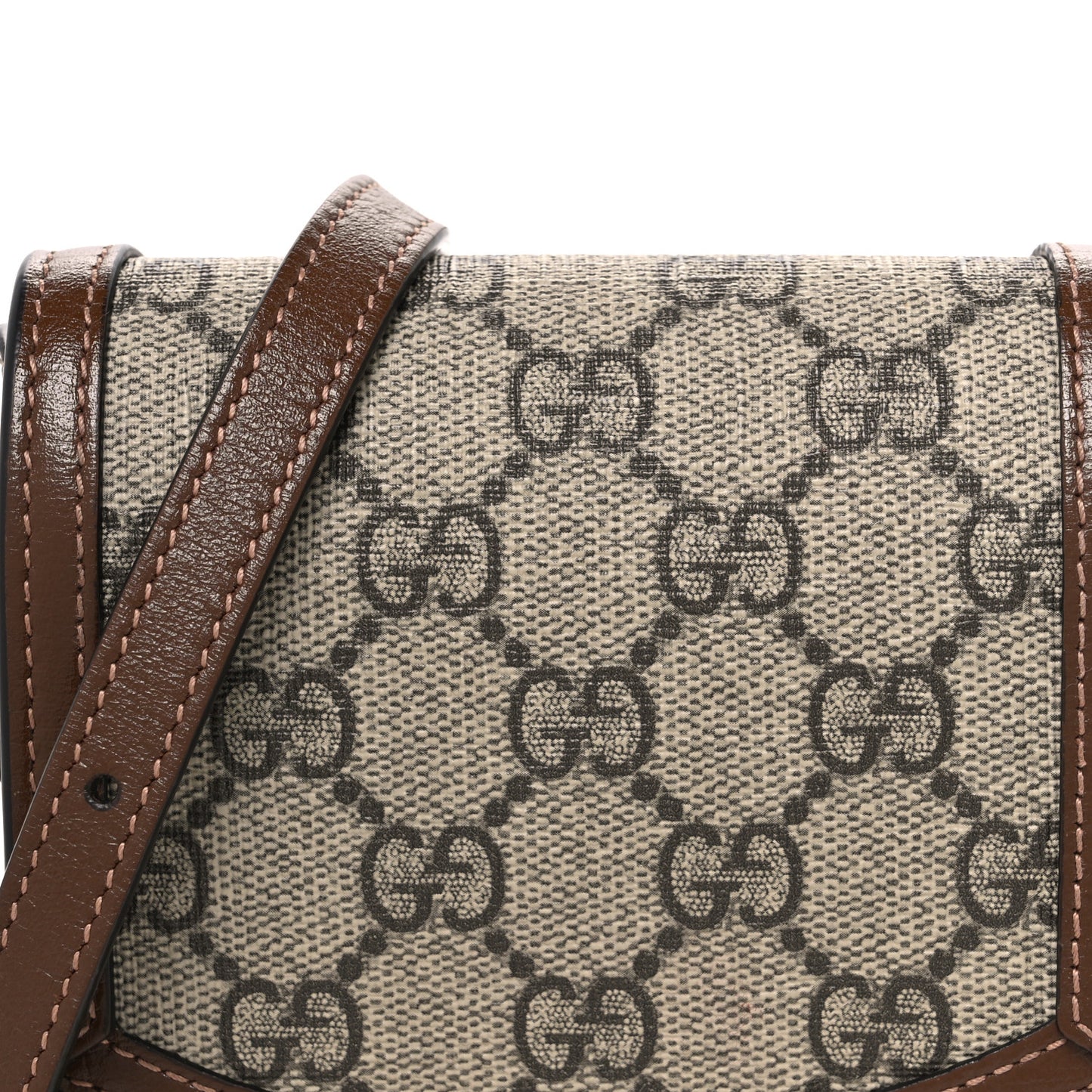 GG Supreme Monogram Mini Horsebit 1955 Crossbody Bag Beige Brown Sugar