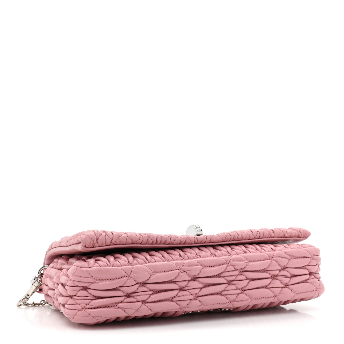 Nappa Matelasse Crystal Flap Clutch Rosa