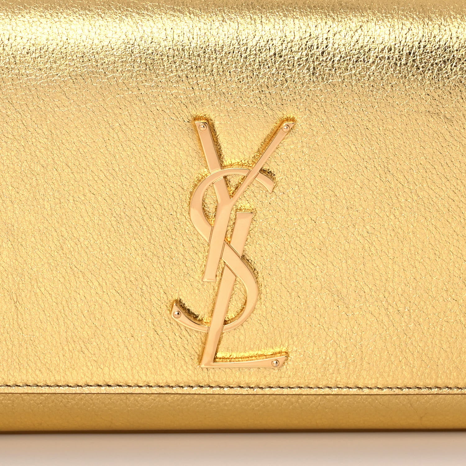 Saint Laurent Metallic Textured Calfskin Classic Monogram Cassandre Clutch Gold 7 of 11