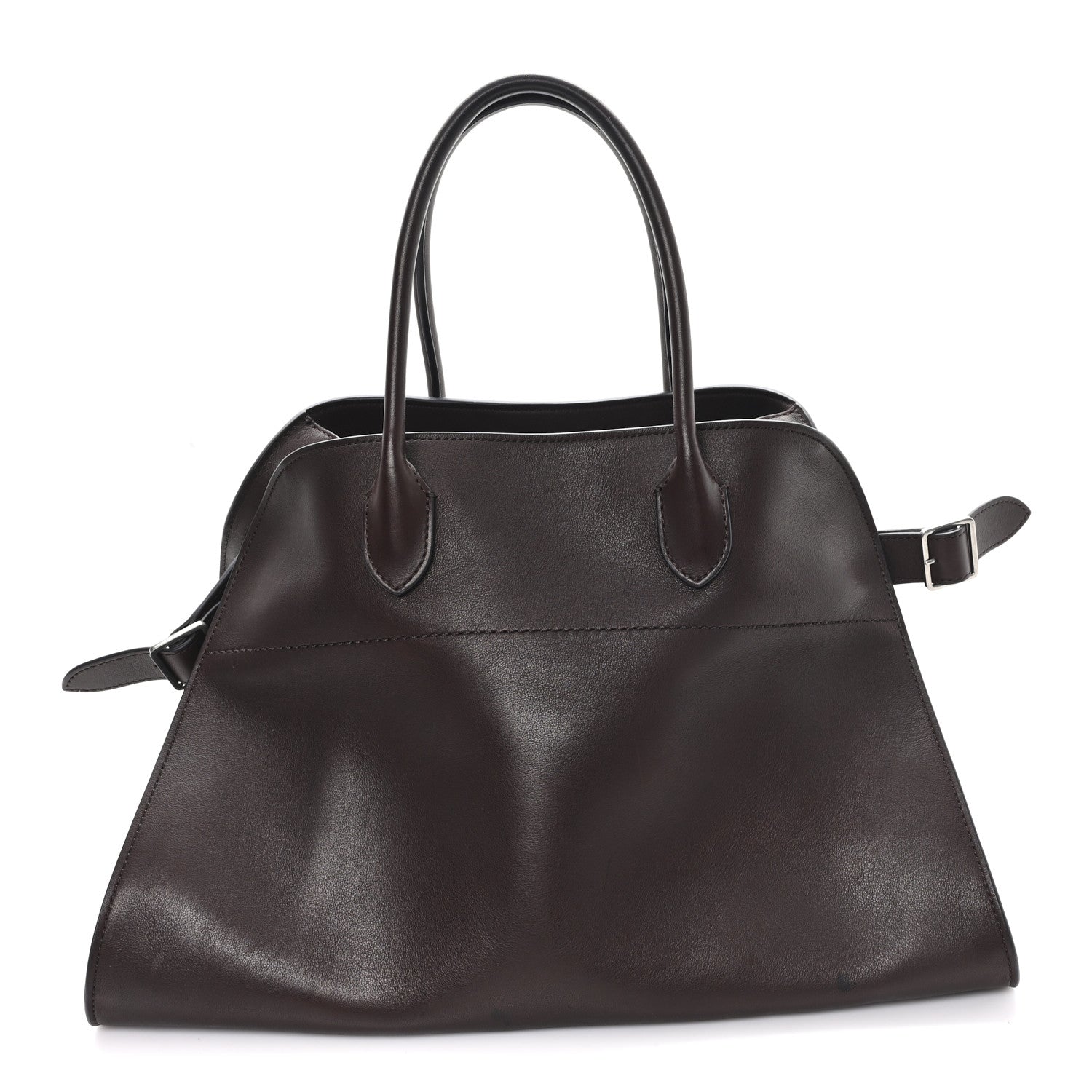 The Row Polished Saddle Calfskin Soft Margaux 15 Chestnut 1 of 10