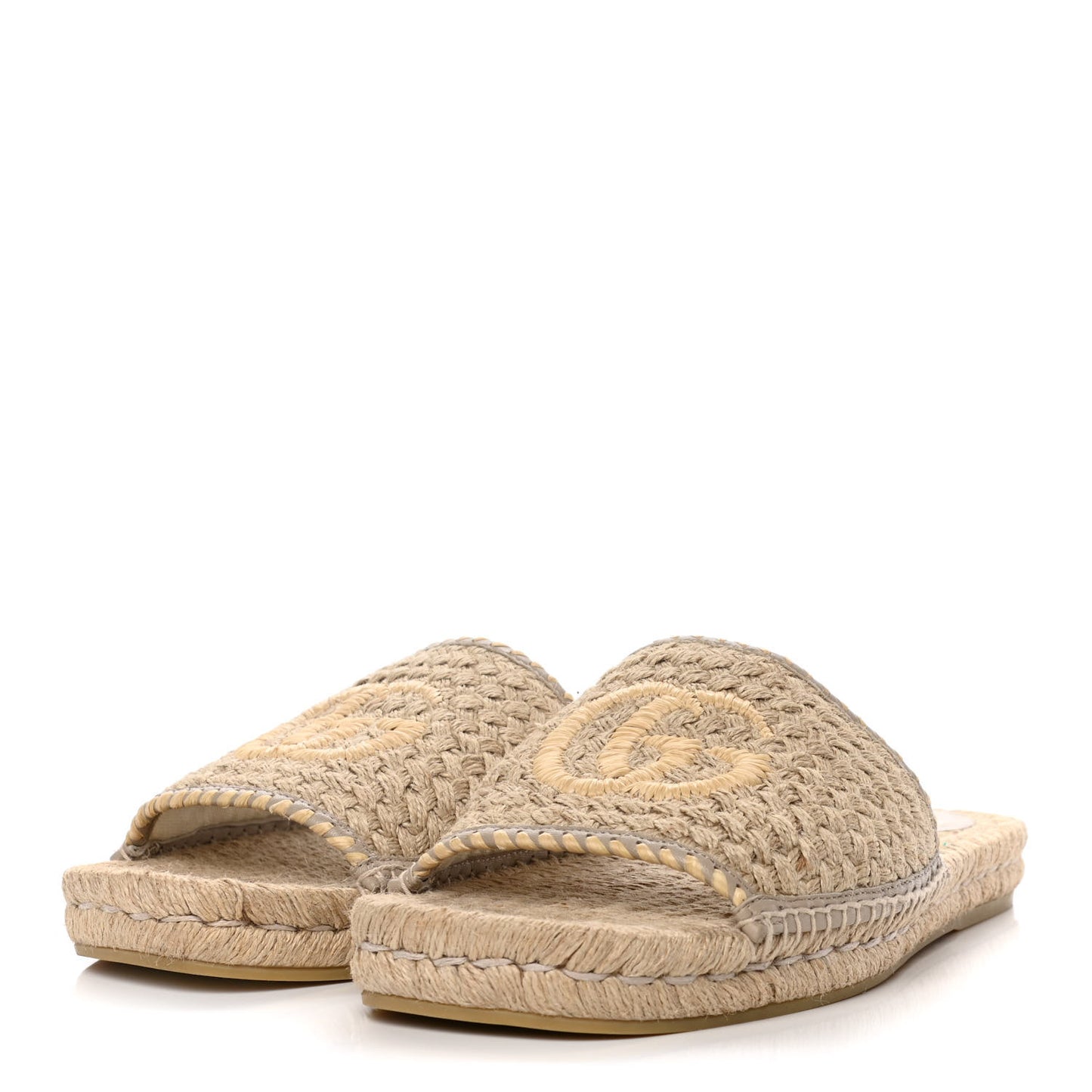 Juta Nappa GG Mens Slide Sandals 10.5 Natural Oatmeal