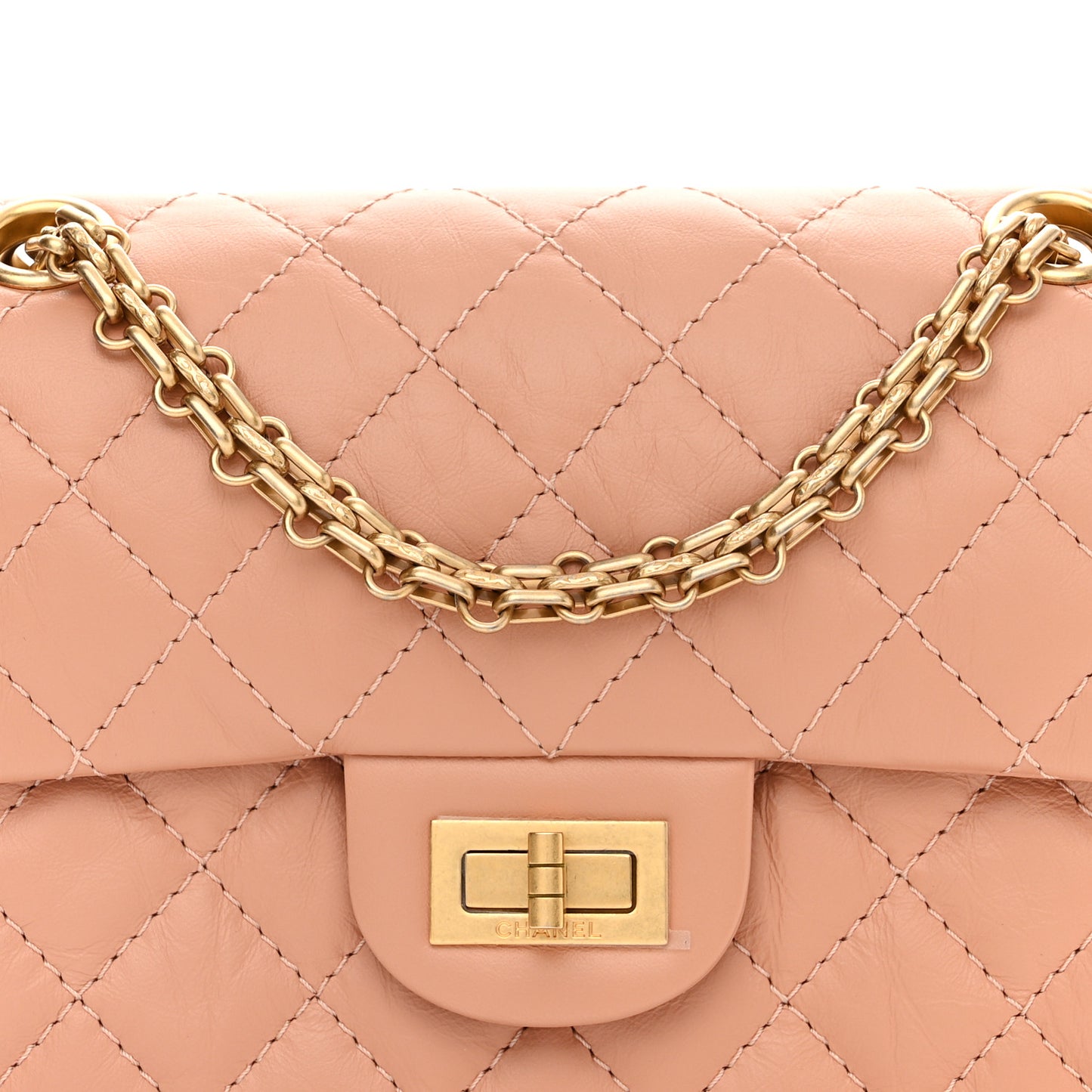 Aged Calfskin Quilted 2.55 Reissue Mini Flap Beige
