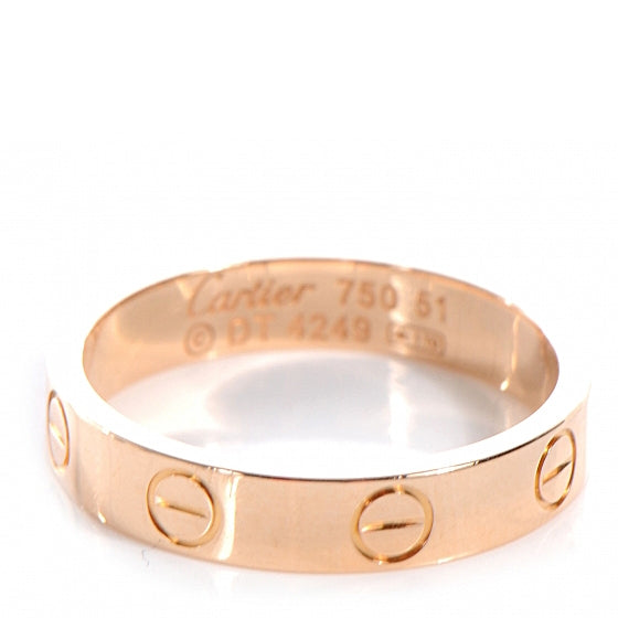 18K Pink Gold 3.5mm LOVE Wedding Band Ring 51 5.75