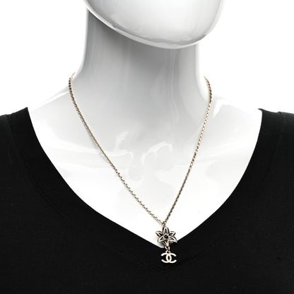 Chanel Enamel Crystal CC Camellia Flower Necklace Gold Black 2 of 4