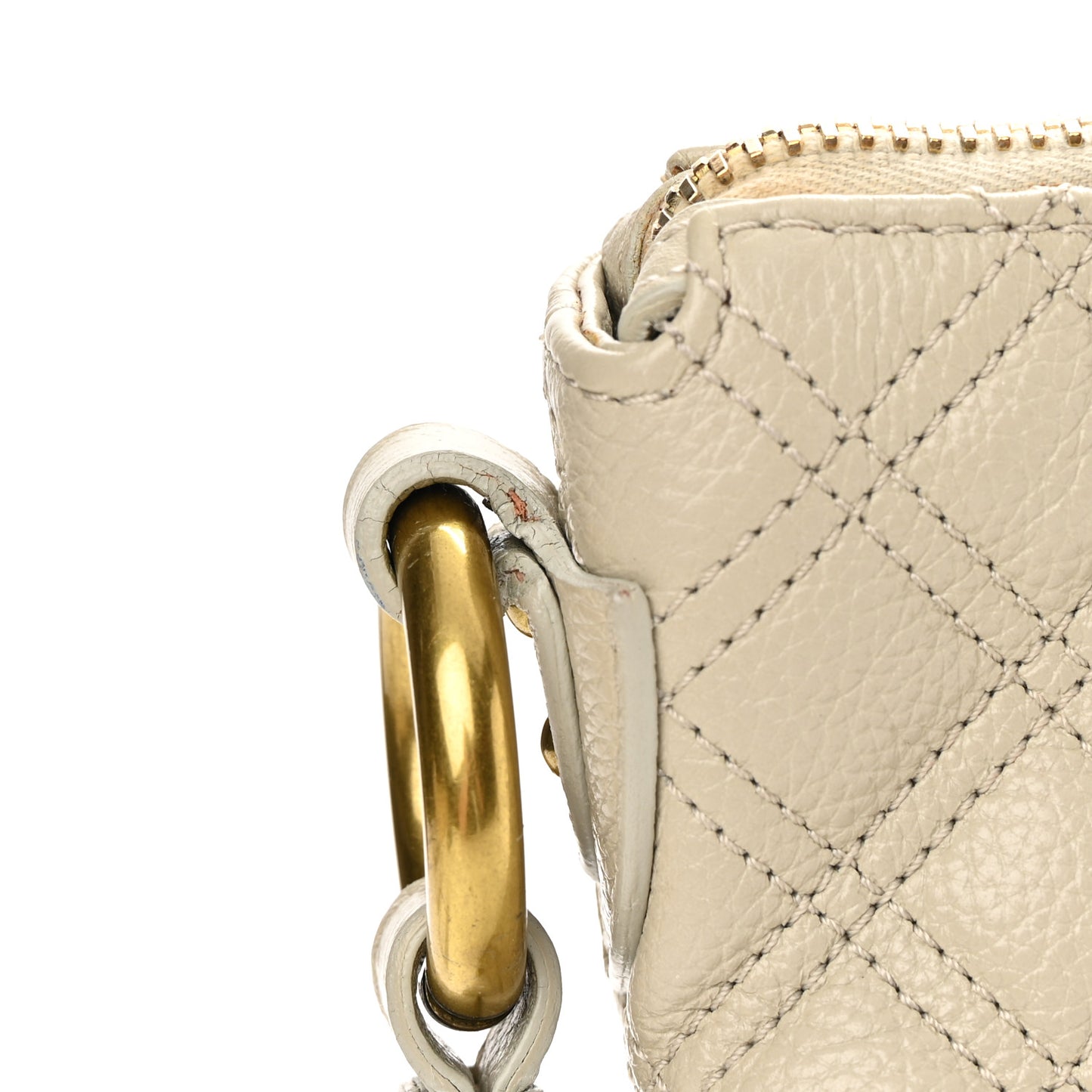 Calfskin Quilted Multipocket Hobo Milk