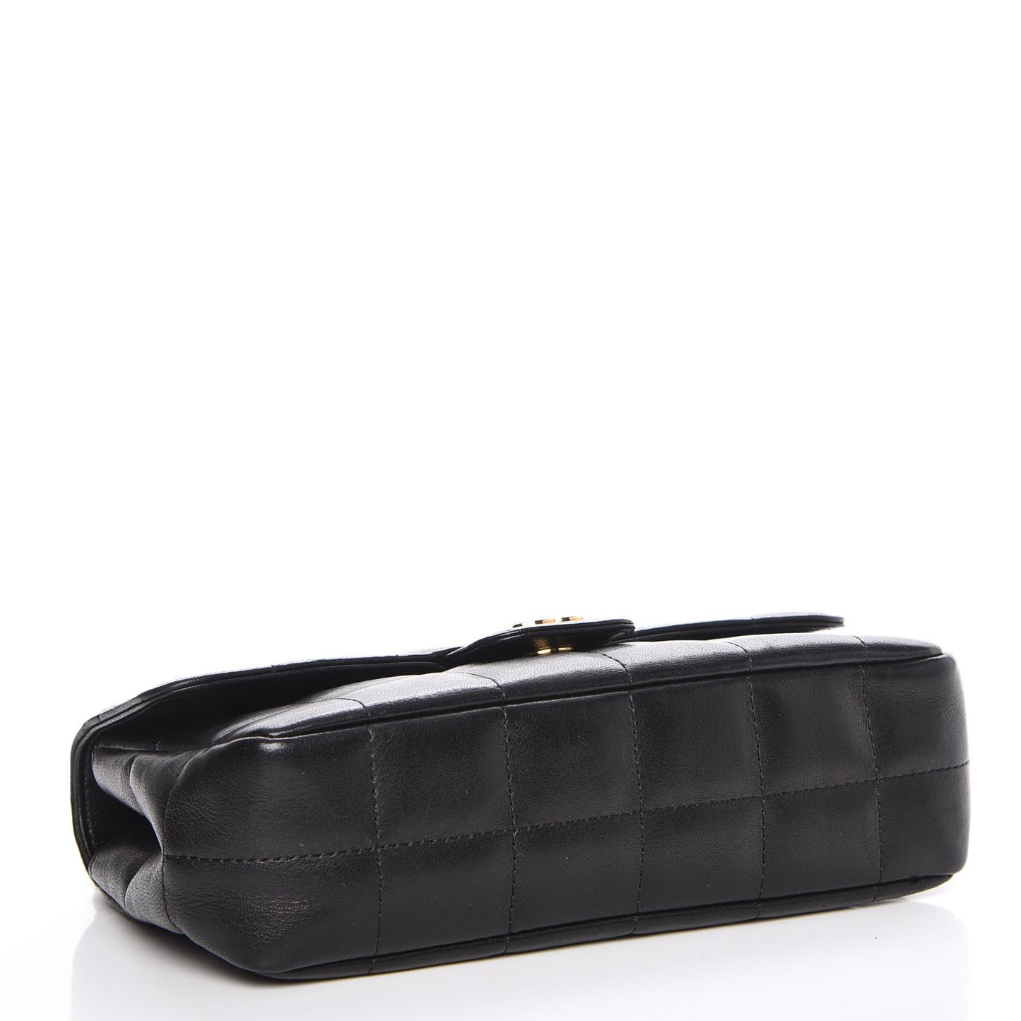 Lambskin Quilted Mini Chocolate Bar Camellia Flap Black