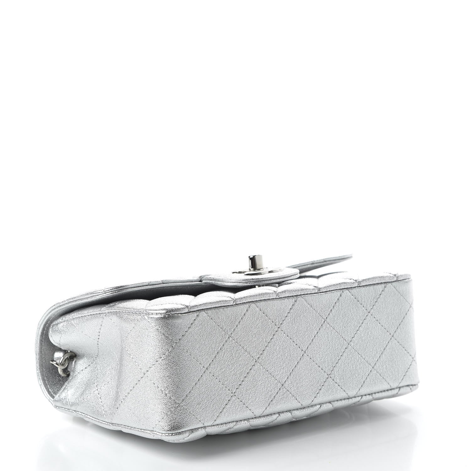 Chanel Metallic Lambskin Quilted Mini Rectangular Flap Silver 4 of 10