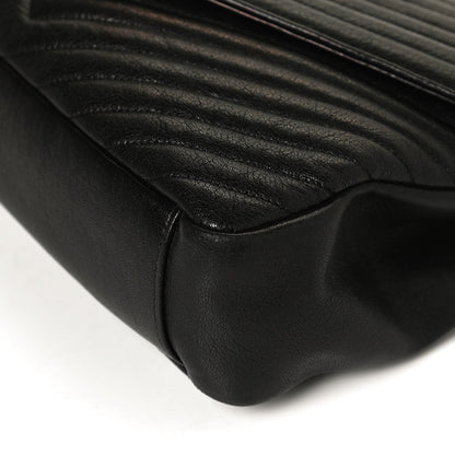 Saint Laurent Sheepskin Matelasse Chevron Monogram Large College Satchel Black 12 of 14