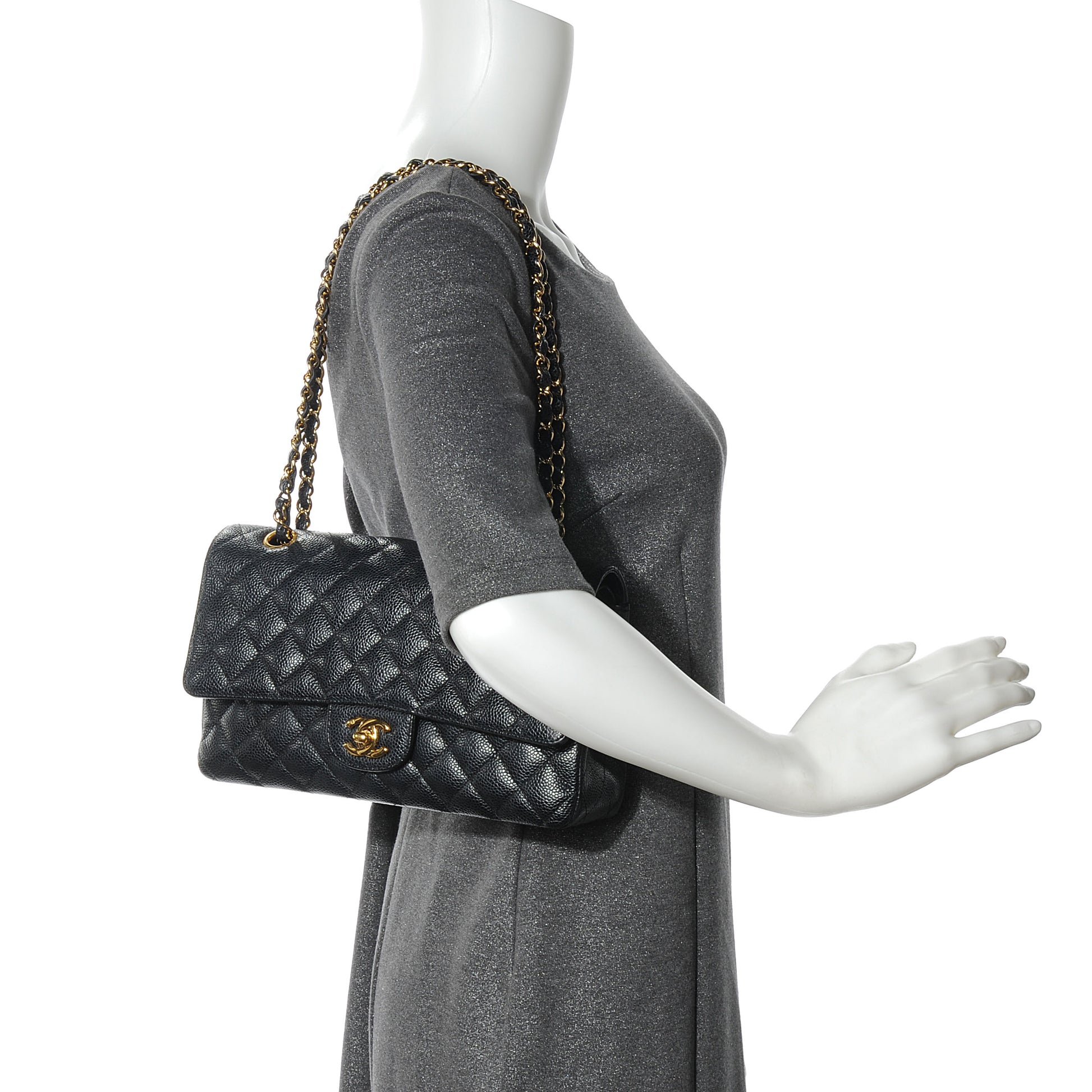 Chanel Caviar Quilted Medium Double Flap Black 2 of 7