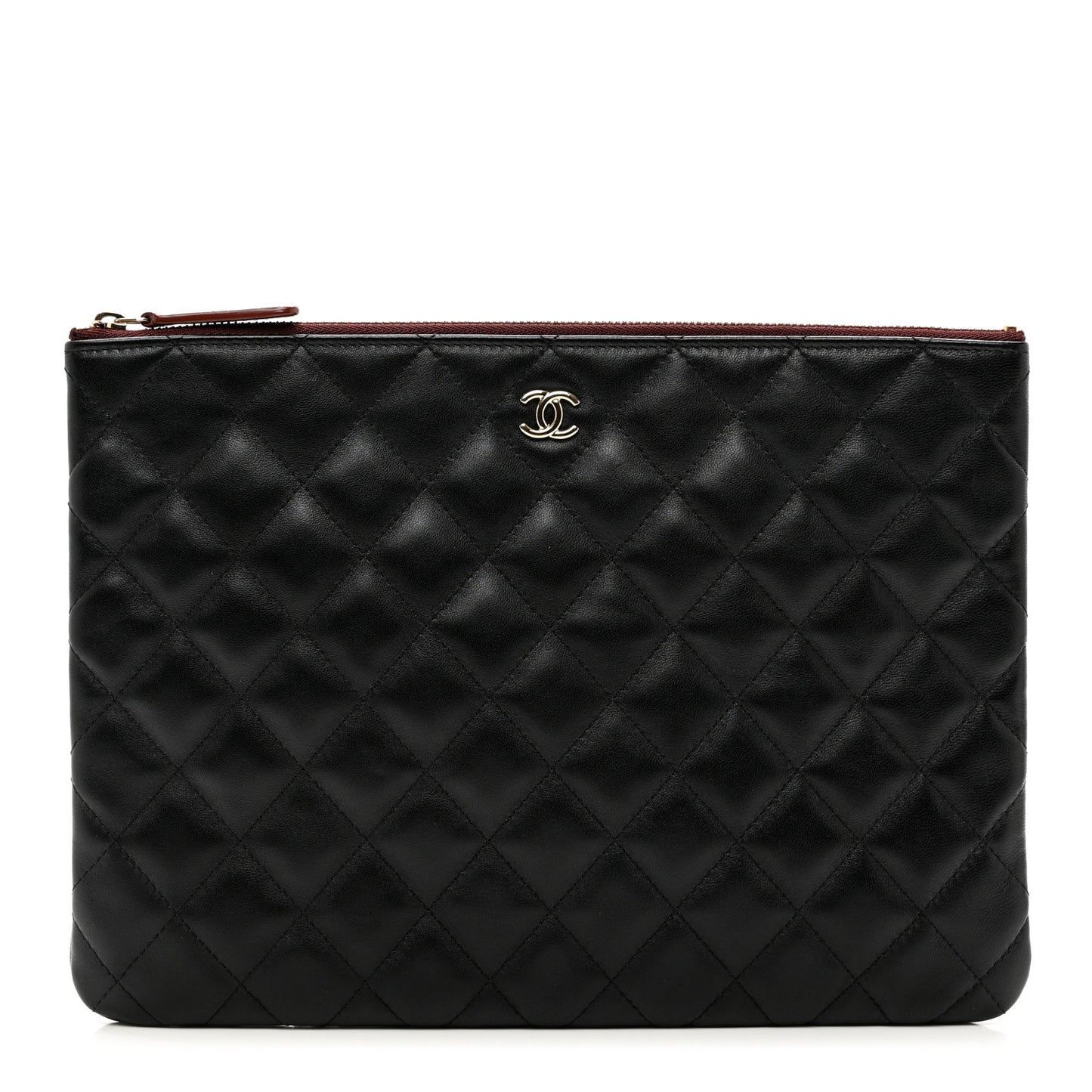 Lambskin Quilted Medium Cosmetic Case Black