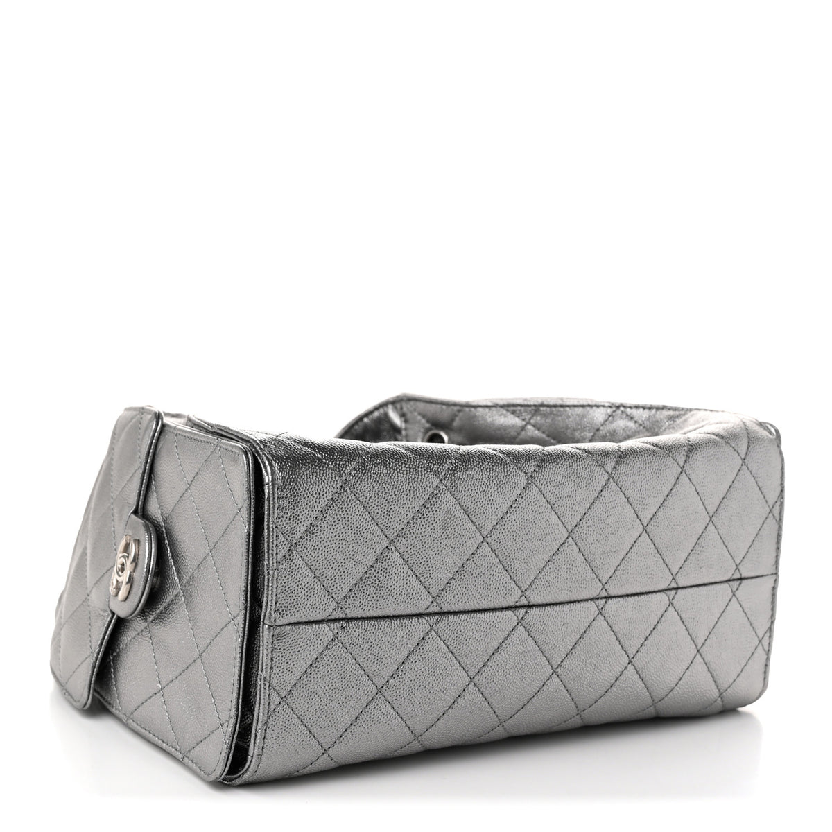Metallic Caviar Quilted Small Chanel 25 Handbag Anthracite