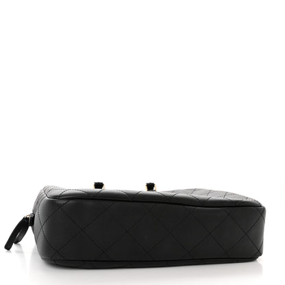 Chanel Calfskin Diamond Stitched Top Handle Bowling Bag Black 4 of 10