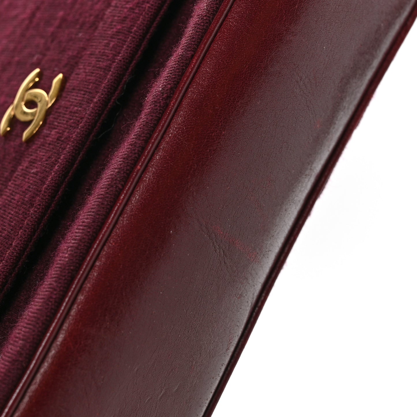 Lambskin Jersey Quilted Single Flap Burgundy