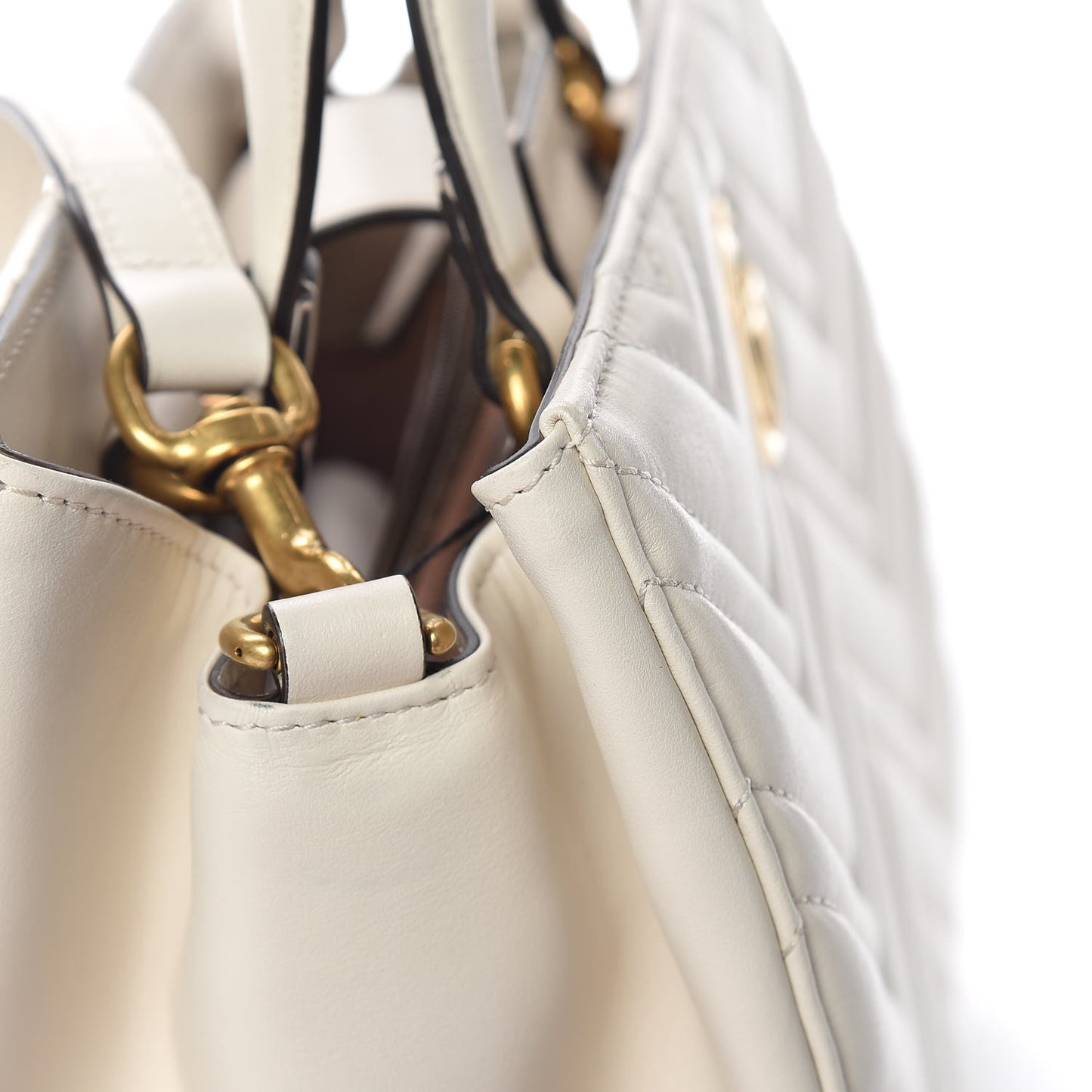 Calfskin Matelasse Small GG Marmont Tote White