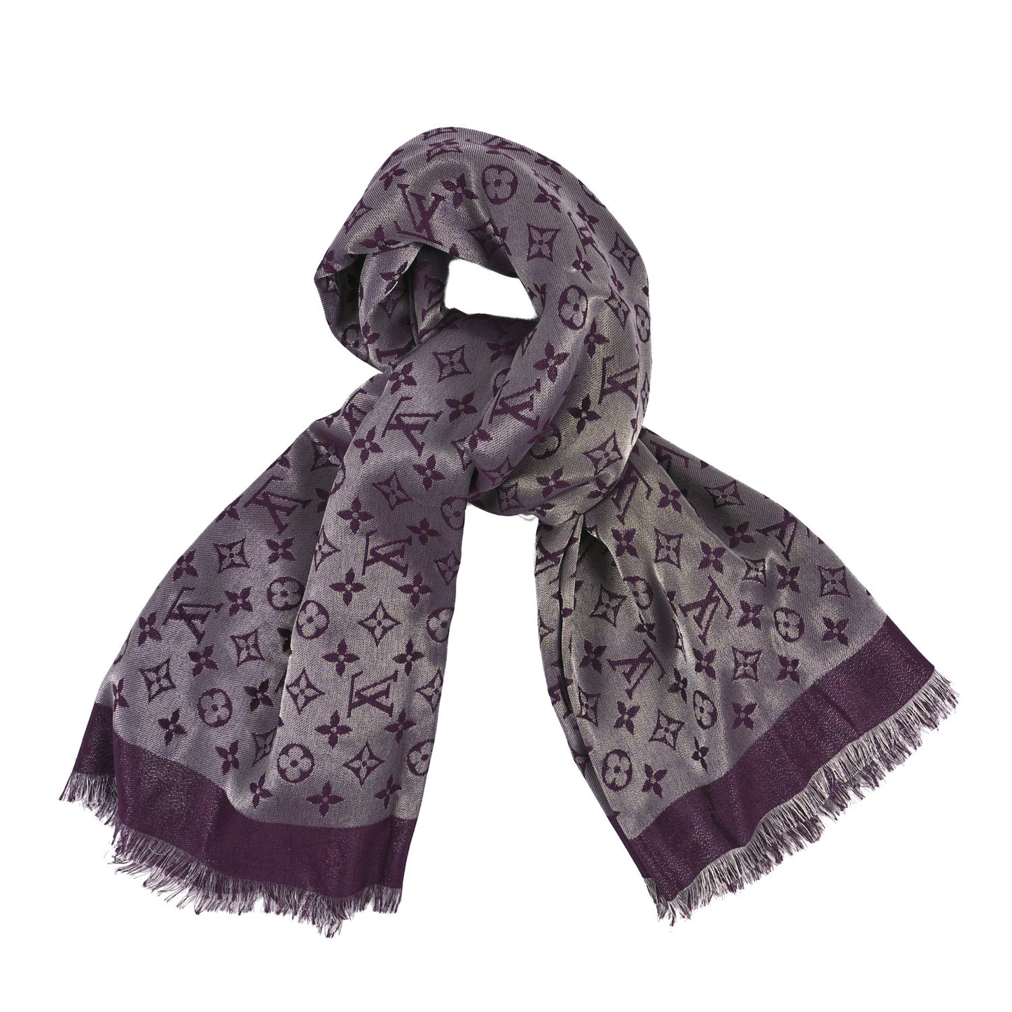 Silk Lurex Wool Monogram Shine Shawl Amarante