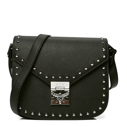 MCM Calfskin Patricia Studded Crossbody Bag Black 1 of 4