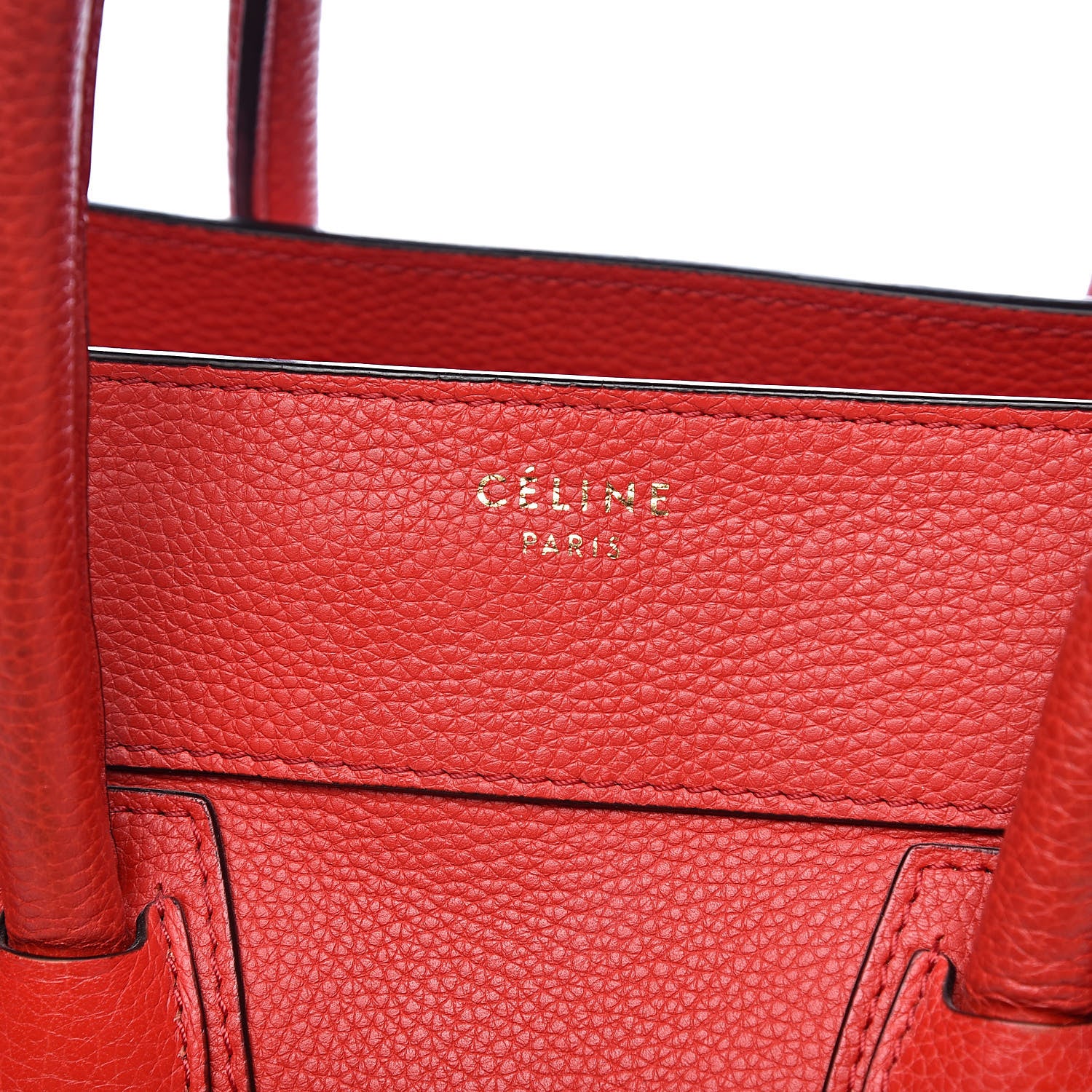 Celine Drummed Calfskin Mini Luggage Red 8 of 21