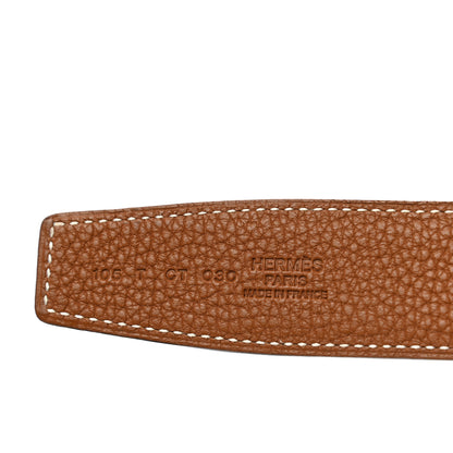 Hermes Box Togo 32mm Guilloche H Belt 105 Black Gold 3 of 8