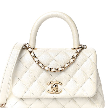 Chanel Iridescent Caviar Quilted Extra Mini Coco Handle Flap Ivory 8 of 10