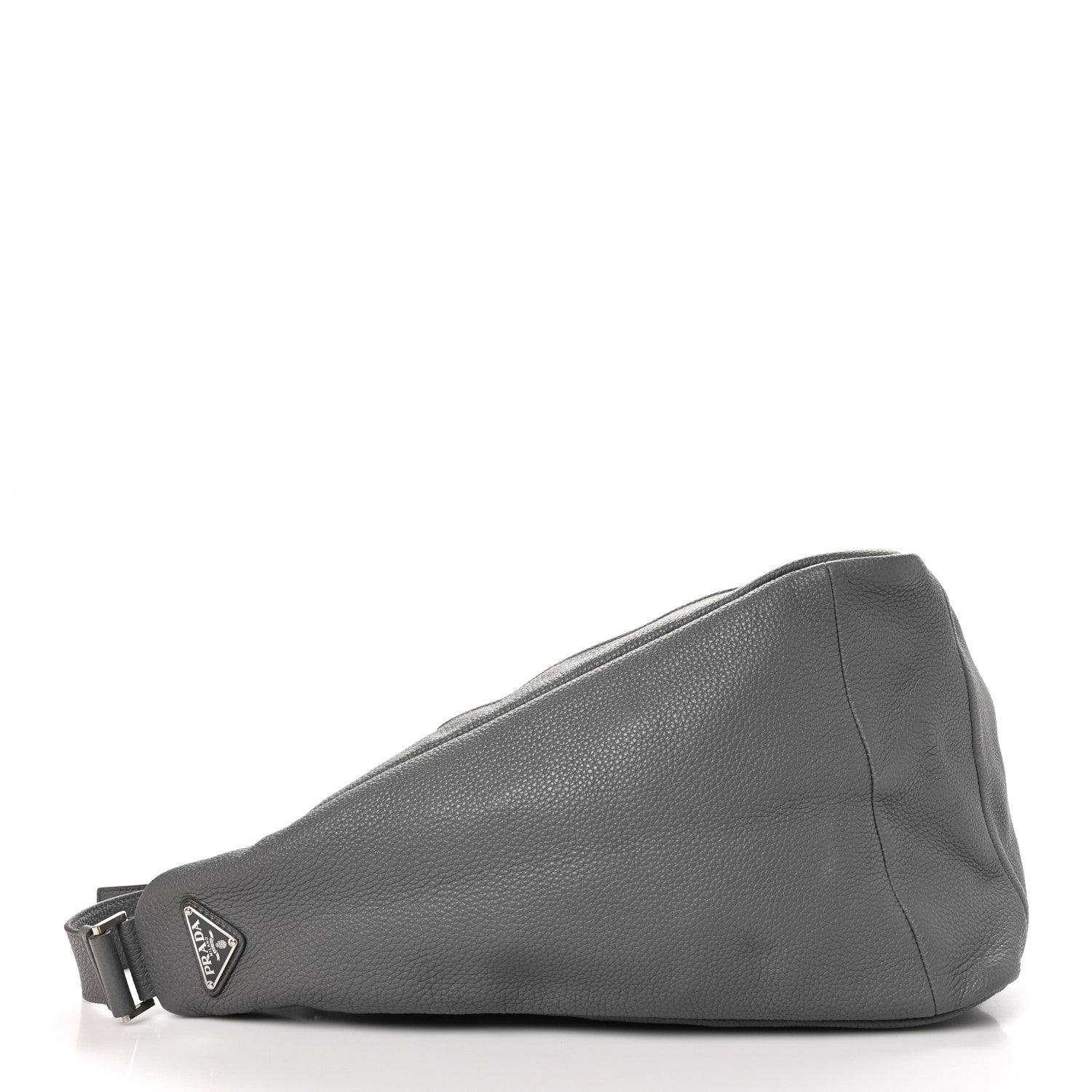 Prada Vitello Daino Triangle Shoulder Bag Grey 4 of 9