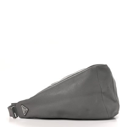 Prada Vitello Daino Triangle Shoulder Bag Grey 4 of 9