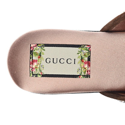 Gucci Velvet GG Monogram Crystal Womens Slippers 38 Avio Dusty Pink Vintage Cocoa 5 of 9