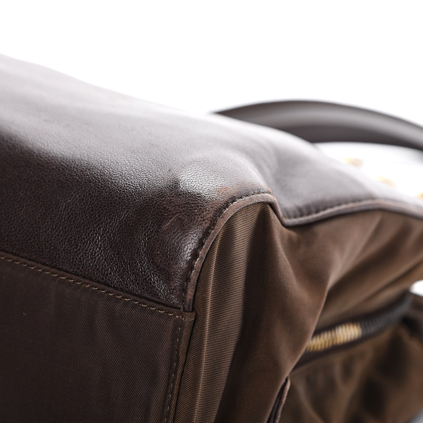 Nappa Tessuto Nylon Chain Tote Caffe