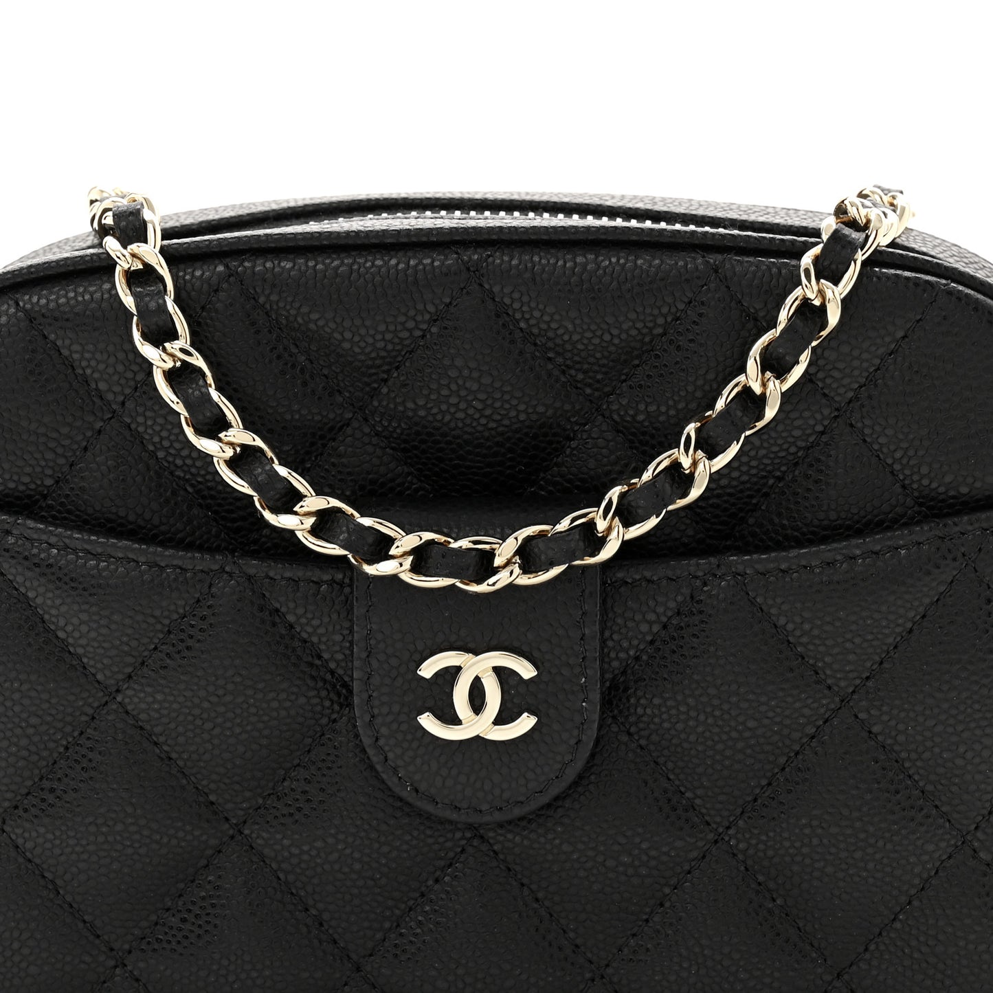 Caviar Quilted Chain Camera Bag Black