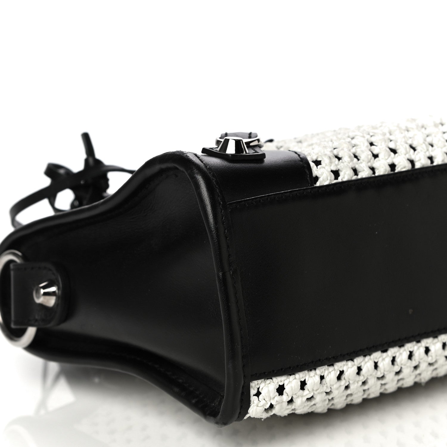 Balenciaga Calfskin Woven Nylon Mesh Classic Silver Hardware Mini City Black White 5 of 17