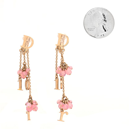 Christian Dior Bead Logo Drop Earrings Pink 2 of 4