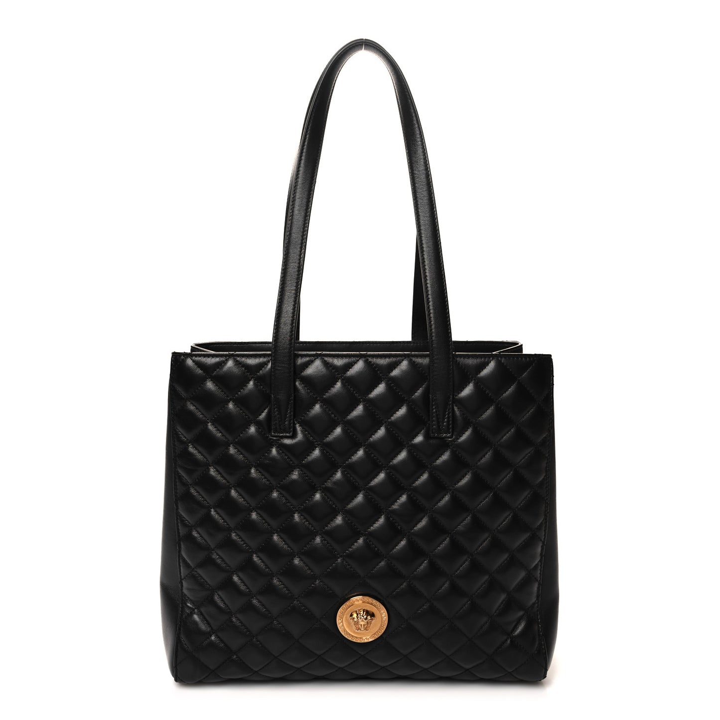 Nappa Quilted Medusa Tote Black