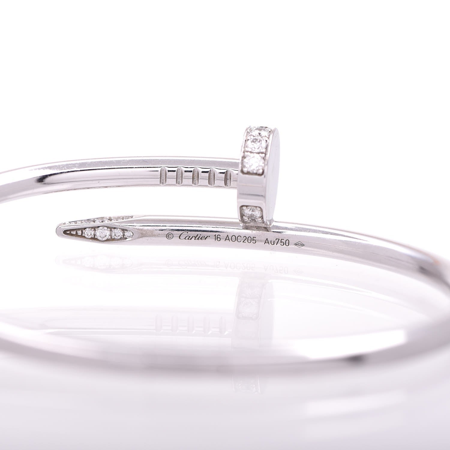 Cartier 18K White Gold Diamond Juste Un Clou Bracelet 16 4 of 8