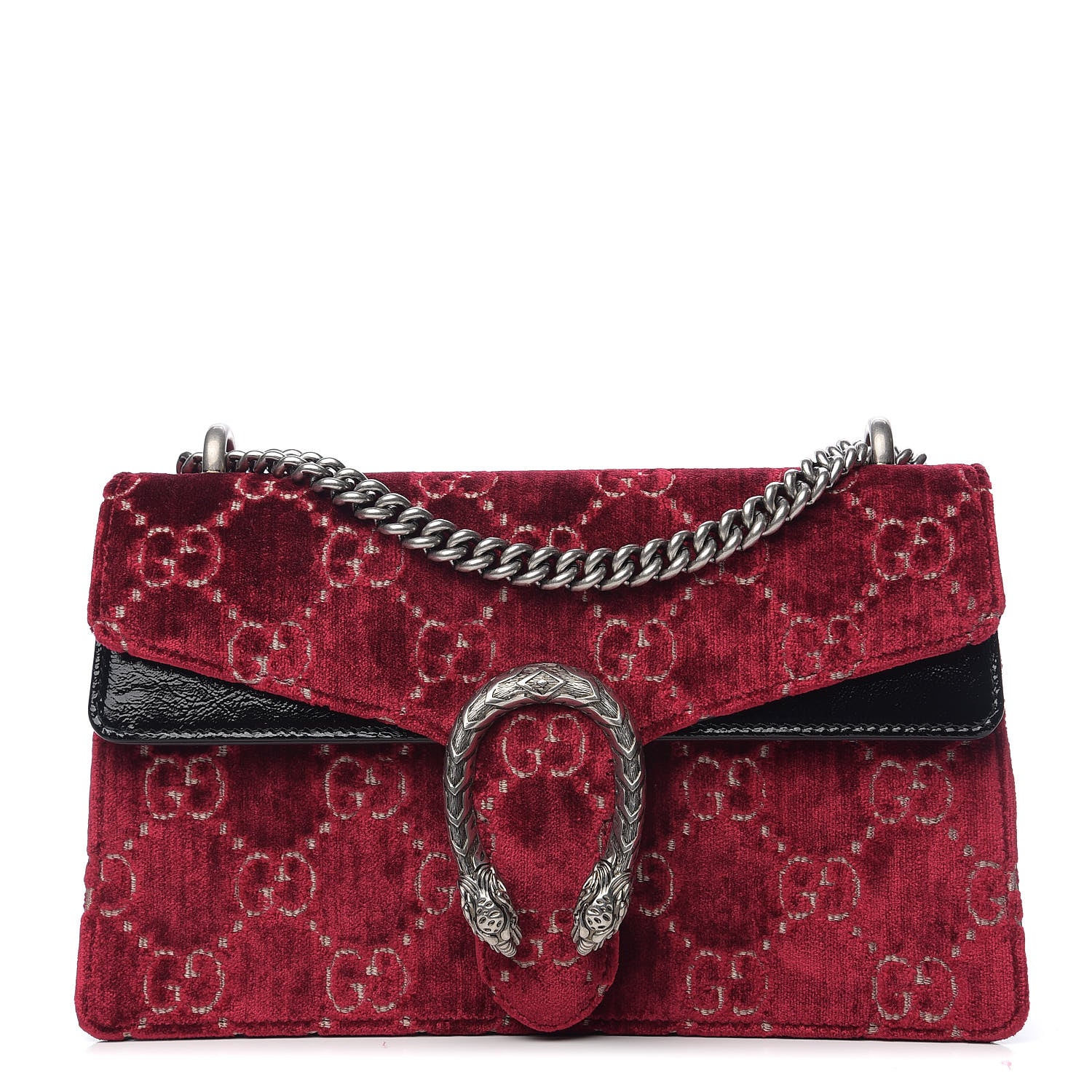 Gucci Velvet Skipper GG Monogram Small Dionysus Shoulder Bag Red Cipria Black 1 of 10