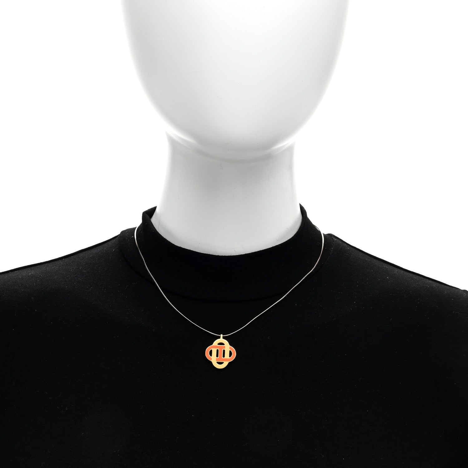Hermes Lacquer Isatis Necklace Orange 2 of 6