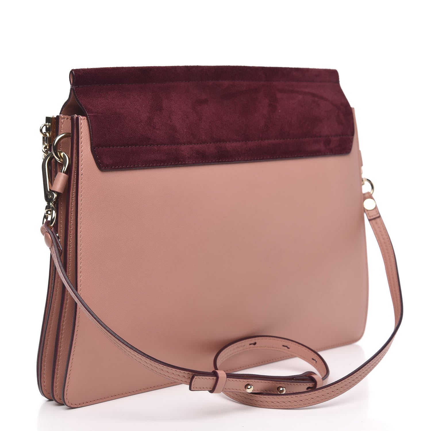 Chloe Calfskin Suede Medium Faye Shoulder Bag Misty Rose Dark Purple 3 of 9