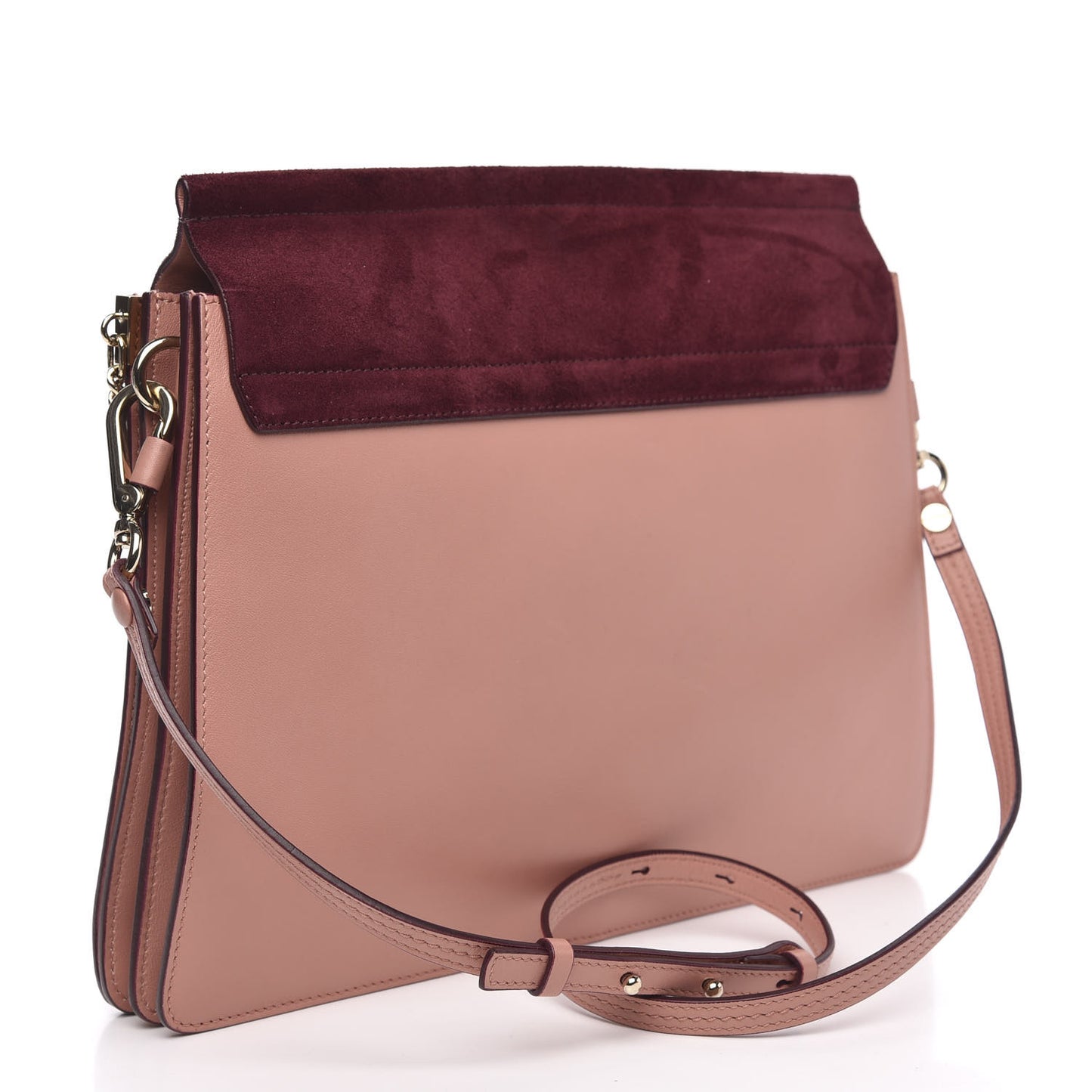 Calfskin Suede Medium Faye Shoulder Bag Misty Rose Dark Purple