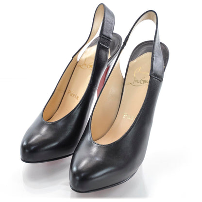 Christian Louboutin Leather Somewhere Slingback Heels 37.5 Black 2 of 6