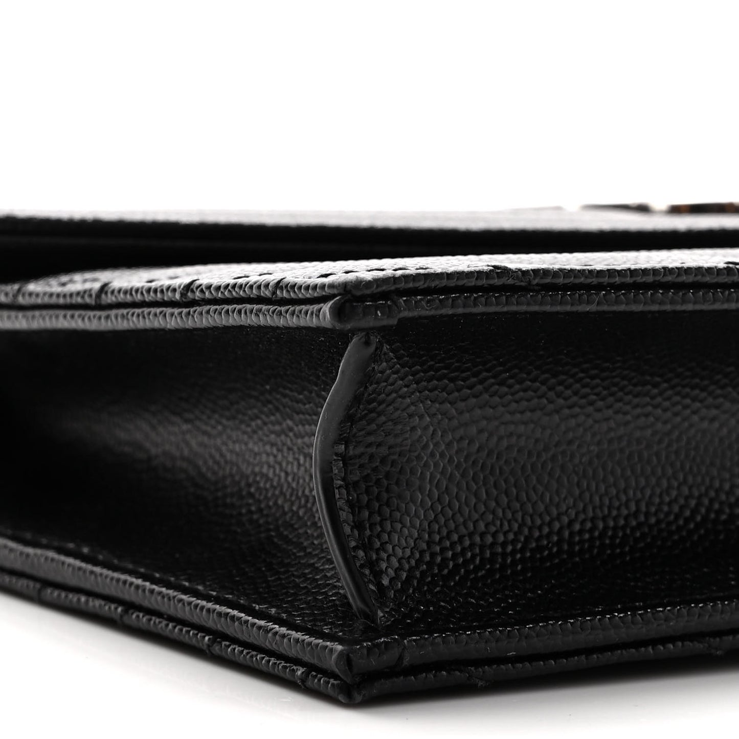 Grain De Poudre Matelasse Chevron Monogram Envelope Chain Wallet Black