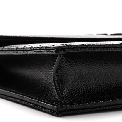 Saint Laurent Grain De Poudre Matelasse Chevron Monogram Envelope Chain Wallet Black 8 of 9