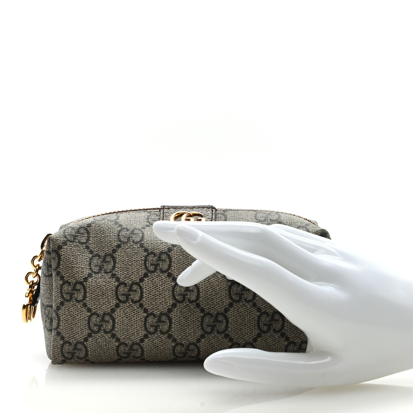 Soft GG Supreme Monogram Calfskin Small Ophidia Cosmetic Case Beige Ebony New Acero