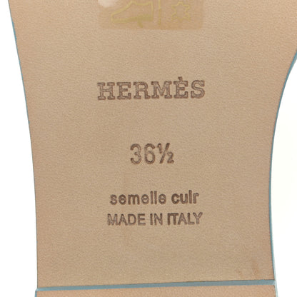 Hermes Epsom Oran Sandals 36.5 Bleu Littoral 6 of 9