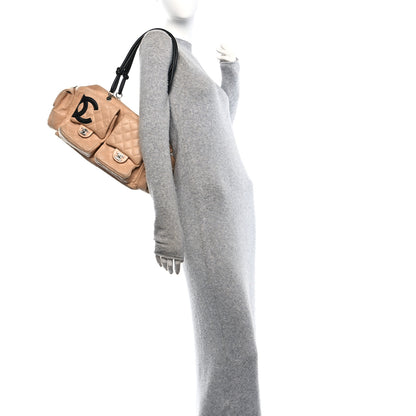 Chanel Calfskin Quilted Large Cambon Multipocket Reporter Beige Black 2 of 13