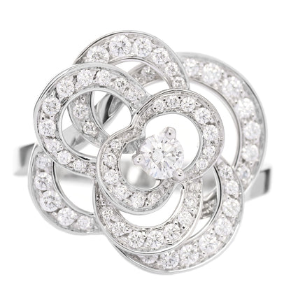 Chanel 18K White Gold Diamond Fil de Camelia Ring 52 6 1 of 6