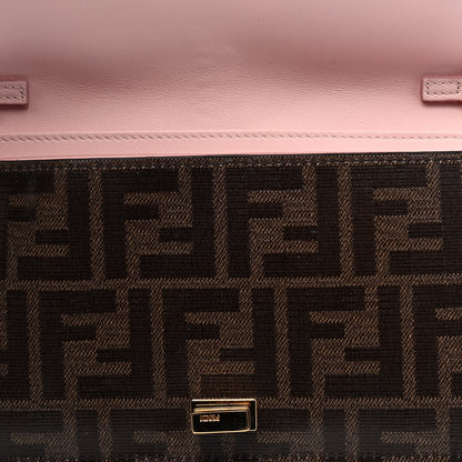 Fendi Vitello Grace Glazed Fabric FF 1974 Mini Peekaboo Wallet on Chain Brown Mogano Panna 5 of 5