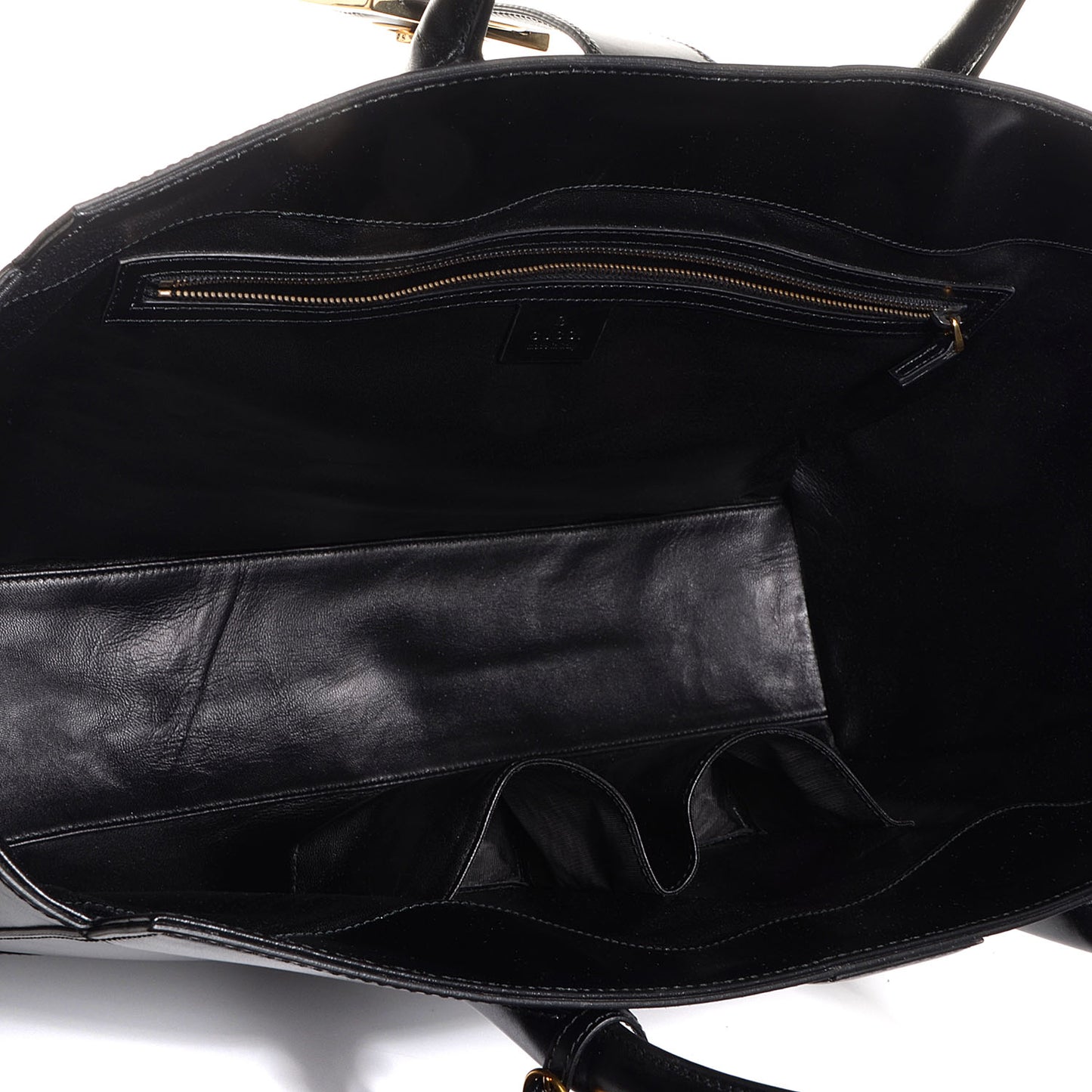 Calfskin Large Lady Buckle Top Handle Bag Black
