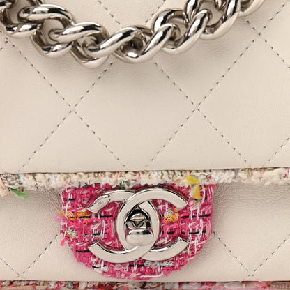 Chanel Lambskin Tweed Quilted Elegant Trim Flap White 8 of 10