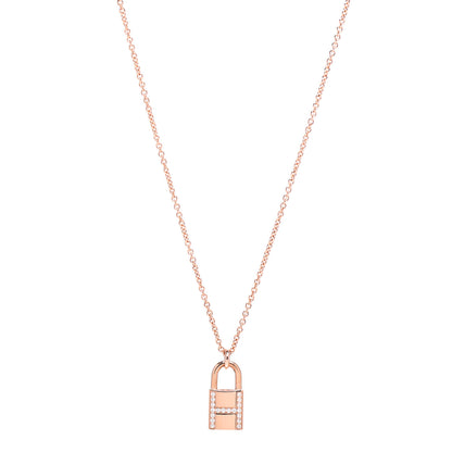 Hermes 18K Rose Gold Diamond Amulettes Cadenas Pendant Necklace 1 of 6