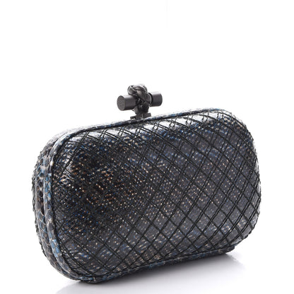 Bottega Veneta Watersnake Intrecciato Knot Clutch Blue 3 of 4