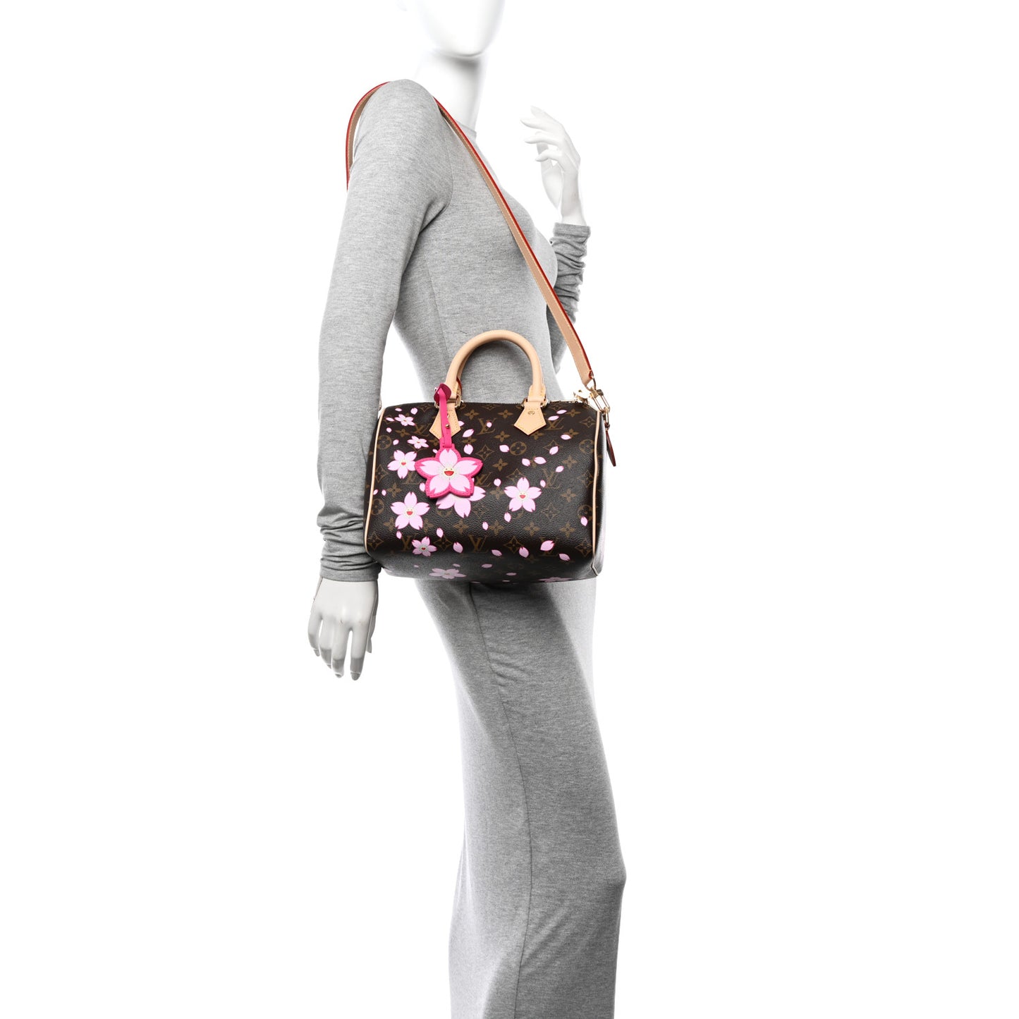 LV X TM Monogram Cherry Blossom Speedy Bandouliere 25 Sakura Brown